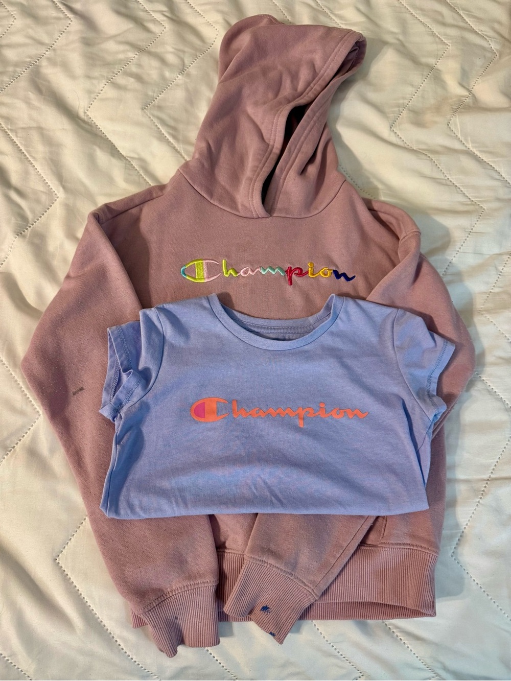 Champion Kids' Lavender T-Shirt and Mauve Hoodie Bundle